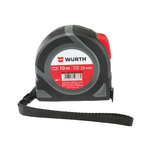 Würth Rollmaßband / Rollmeter von 3-10m mit Stahl-Endhaken