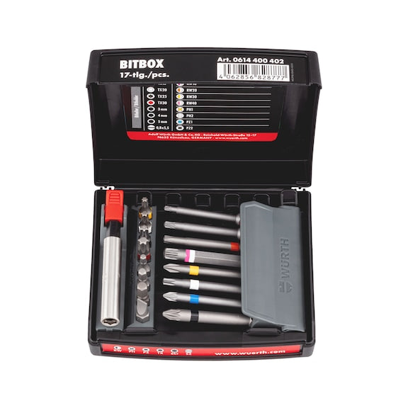 Würth Bitbox 17-TLG | 1 Stück C 6,3 (1/4 Zoll) Stahl